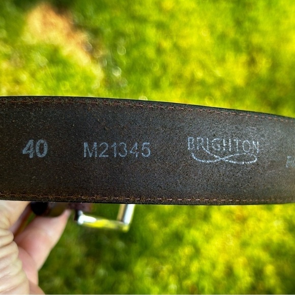 BRIGHTON Leather Belt with Woven Aztec / Western Design | Size 40” - Picture 8 of 9